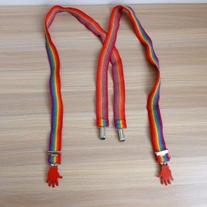 Suspender Rainbow Pride Clown‎ Clip On X Back Adjustable Strap Stretch Adult